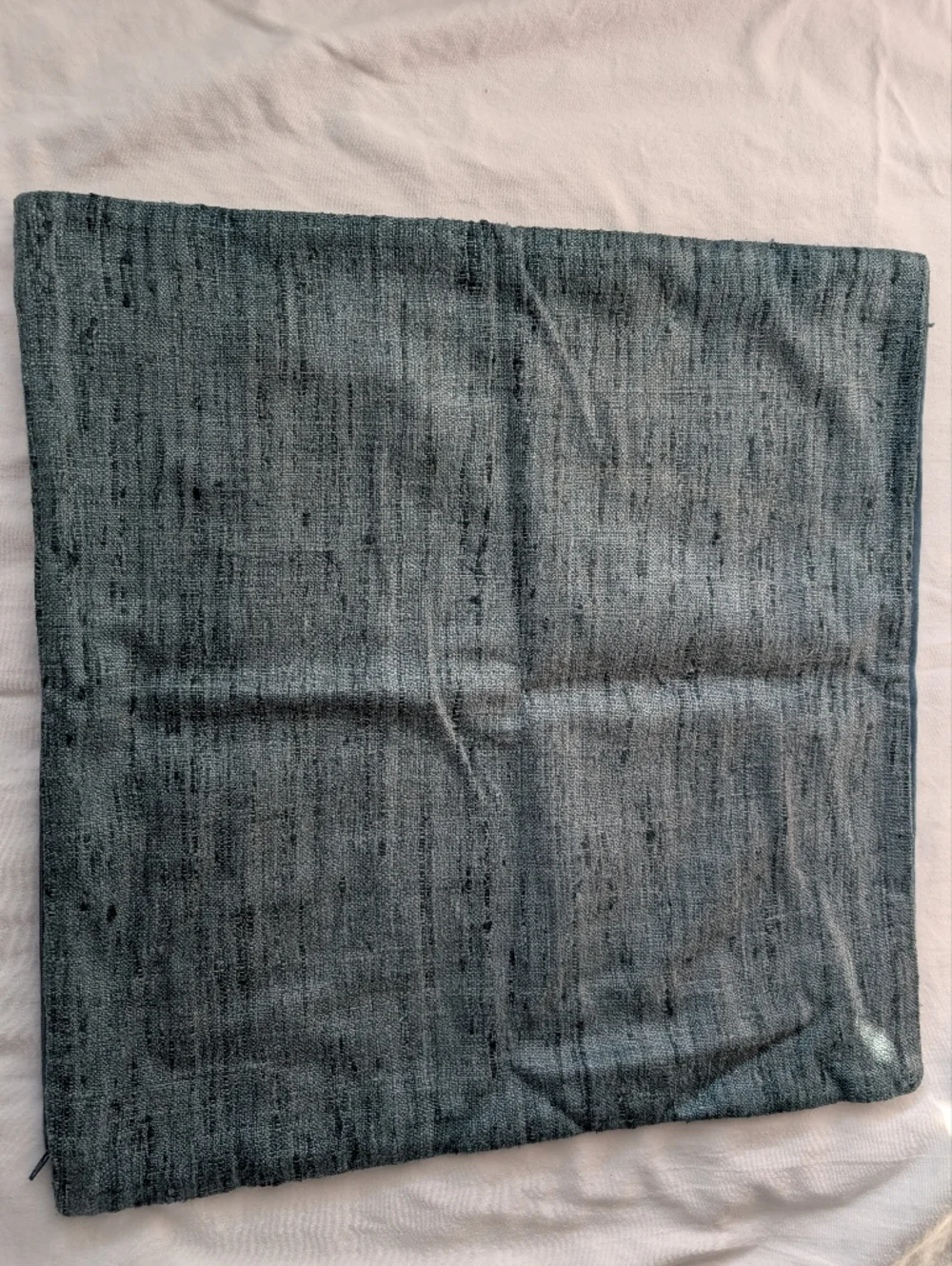 Crate&Barrel Trevino Silk Textured Green Pillow Covers Cotton Velour Back - 2